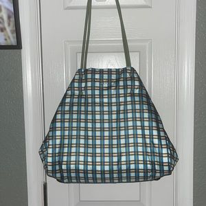 Kate spade everything puffy plaid large tote and makeup bag.